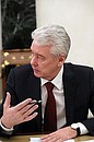 Moscow Mayor and head of the State Council working group on countering the spread of the 2019-nCoV Sergei Sobyanin at a meeting with Government members.