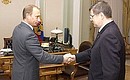 President Putin meeting with Justice Minister Yury Chaika.