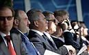 Watching demonstration flights at the International Aviation and Space Salon MAKS-2019. Third from left: Defence Minister Sergei Shoigu.