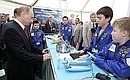 M. GROMOV FLIGHT RESEARCH INSTITUTE, ZHUKOVSKY AIR BASE, MOSCOW REGION. 8th International Aviation and Space Salon MAKS-2007. At the children\'s stand with an exhibition of model airplanes made by children.