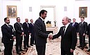 Перед началом российско-катарских переговоров в узком составе. С Эмиром Катара Тамимом Бен Хамадом Аль Тани.