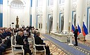 На церемонии подписания Генерального соглашения между общероссийскими объединениями профсоюзов, общероссийскими объединениями работодателей и Правительством Российской Федерации на 2018–2020 годы.