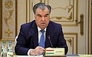Президент Таджикистана Эмомали Рахмон на заседании Совета коллективной безопасности ОДКБ.
