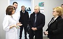 During a visit to the medical treatment and prevention center of the St Petersburg State Marine University. With head of the Federal Medical-Biological Agency Veronika Skvortsova, right.