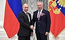 At a ceremony presenting state decorations. Sergei Tsikalyuk, Chairman of the board of directors of insurance company VSK, was awarded the Order of Alexander Nevsky.