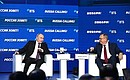 At the plenary session of the Russia Calling! forum. With Presidentand Chairman of VTB Bank Management Board Andrei Kostin. Photo: Sergey Guneev, RIA Novosti