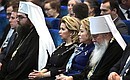 Во время торжественного собрания по случаю 10-летия Поместного собора РПЦ и патриаршей интронизации.