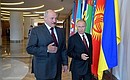 С Президентом Белоруссии Александром Лукашенко перед началом заседания Совета глав государств – участников Содружества Независимых Государств.