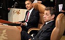 US President Barack Obama and French President Nicolas Sarkozy during a G8 working meeting.