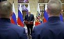 At the ceremony for presenting Gold Star medals of the Hero of Russia to participants in the special military operation who distinguished themselves in combat operations.