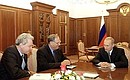 Vladimir Putin with Russia\'s new ambassadors to Azerbaijan and Georgia Nikolai Pyatov and Vladimir Gudev.