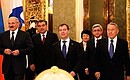 Before the meeting of EurAsEC Interstate Council. Left to right: President of Belarus Alexander Lukashenko, President of Tajikistan Emomali Rahmon, Dmitry Medvedev, President of Kyrgyzstan Roza Otunbayeva, President of Armenia Serzh Sargsyan and President of Kazakhstan Nursultan Nazarbayev.