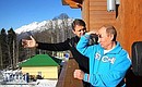 На горнолыжном курорте Красная Поляна. С губернатором Краснодарского края Александром Ткачёвым.
