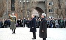 Laying wreaths at the monument to the victims of the Spitak earthquake. With President of Armenia Serge Sargsyan.