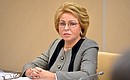 Председатель Совета Федерации Валентина Матвиенко на заседании Совета по стратегическому развитию и приоритетным проектам.