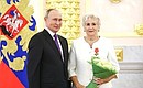 Ceremony to mark the 100th anniversary of the State Sanitary and Epidemiological Service. Galina Trukhina, department head at the Erisman Federal Research Centre for Hygiene, awarded the Order of Alexander Nevsky. Photo: Valery Sharifulin, TASS