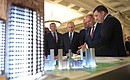 Touring the exhibition of the university’s innovative developments and a scale model, 2023 Universiade Legacy: Development of Ural Federal University’s Infrastructure.