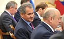 Defence Minister Sergei Shoigu before the start of a meeting of the Commission for Military Technical Cooperation with Foreign Countries.