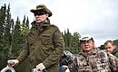 С Министром обороны Сергеем Шойгу на отдыхе в Республике Тыва.