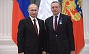 Presenting Russian Federation state decorations. President of the Russian Figure Skating Federation Alexander Gorshkov is awarded the Order of Honour.