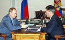 Working meeting with Leonid Reiman, Minister for Information Technology and Communications.