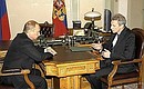 A working meeting with Education and Science Minister Andrei Fursenko.