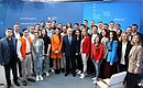 With the participants in the meeting with young entrepreneurs, engineers and scientists who will be attending the SPIEF.