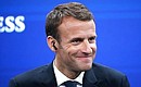 President of France Emmanuel Macron during the Russia-France Business Dialogue panel discussion. Photo: TASS