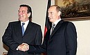 At a meeting with German Chancellor Gerhard Schroeder.
