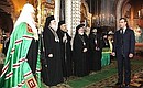 На церемонии интронизации Патриарха Московского и всея Руси Кирилла.