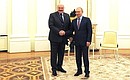 With President of Belarus Alexander Lukashenko before Russian-Belarusian talks.
