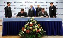 Signing agreement on construction of minihydro equipment factory in Ufa.