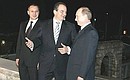 With Greek Prime Minister Konstantinos Karamanlis (centre) and Bulgarian Prime Minister Sergei Stanishev.