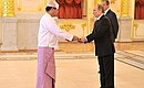 Presentation by foreign ambassadors of their letters of credence. Vladimir Putin receives a letter of credence from Ambassador of the Republic of the Union of Myanmar Tin Yu.