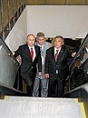 Inspecting the station of the new intermodal aeroexpress service. With President of Tatarstan Rustam Minnikhanov (on the right) and First Vice President of Russian Railways Vadim Morozov.