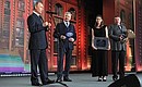 Vladimir Putin presented the Russian Geographical Society’s award in the category Popularising Russia’s Historical, Cultural and Natural Heritage to the makers of documentary film Vostok Station. On the Threshold of Life Olga Stefanova and Alexander Zhukov.