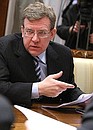 Deputy Prime Minister and Finance Minister Alexei Kudrin at the meeting on transport infrastructure construction.