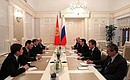 At a meeting with Prime Minister of Kyrgyzstan Almazbek Atambayev. Photo: Ekaterina Shtukina