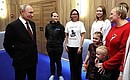 The President talked to the Volunteer of the Year 2023 award nominees and contest winners from previous years. Photo: Mikhail Tereshenko, TASS