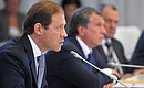 At the meeting on developing civilian shipbuilding. Industry and Trade Minister Denis Manturov.