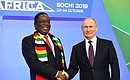 Official welcoming ceremony before the reception on behalf of the President of Russia in honour of the heads of state and government of the countries participating in the Russia-Africa Summit. With President of Zimbabwe Emmerson Dambudzo Mnangagwa. Photo: RIA Novosti