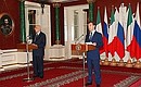 Заявления для прессы по окончании российско-итальянских переговоров. С Президентом Италии Джорджо Наполитано.