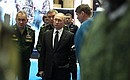 Before the meeting, the President visited the exhibition of modern and future samples of equipment, arms, ammunition and means of protection for the troops in the various branches. The President was accompanied by Defence Minister Sergei Shoigu and Chief of the Armed Forces General Staff Valery Gerasimov.