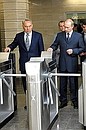 Во время осмотра новых станций метрополитена. С Президентом Казахстана Нурсултаном Назарбаевым.