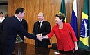 Церемония подписания российско-бразильских документов.