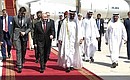 Vladimir Putin arrives in Abu Dhabi. With Crown Prince of Abu Dhabi and Deputy Supreme Commander of the UAE Armed Forces Mohammed bin Zayed Al Nahyan.
