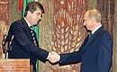 President Putin at the opening ceremony of the Bulgarian Culture Days in Russia with Bulgarian President Georgi Parvanov.