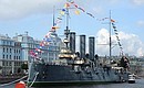 Navy Day celebrations. The Aurora cruiser.
