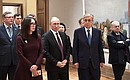 With President of Kazakhstan Kassym-Jomart Tokayev in the hall of paintings by local artists at the Hermitage-Siberia Centre. Director of the Omsk Regional Museum of Fine Arts (Vrubel Museum) Farida Bureyeva gives explanations.