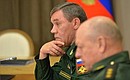 Chief of General Staff Valery Gerasimov at a meeting with Defence Ministry leadership.